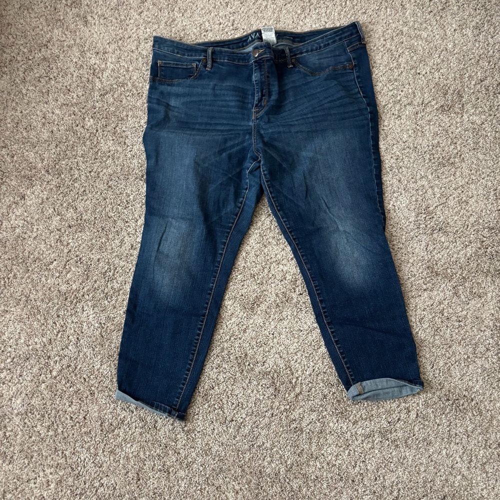 Ava & Viv Dark Blue Cropped Stretch Jeans